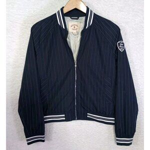 Brooks Brothers Red Fleece NYC Striped  Bomber Jacket Lightweight Juniors Size M